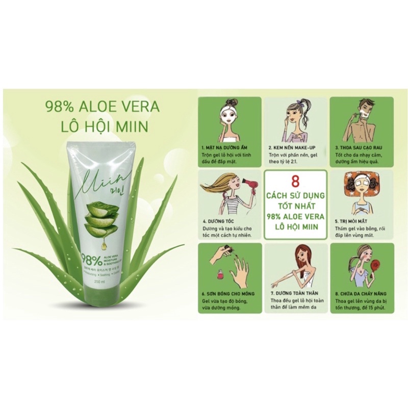 Gel Dưỡng Da Nha Đam Miin Aloe Vera Moisture &amp; Soothing Gel 250ml