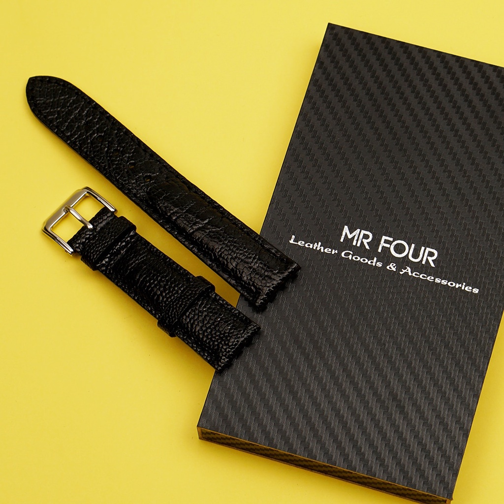 Dây Đồng Hồ Da Đà Điểu Màu Đen MrFour | Ostrich Leather Watch Bands