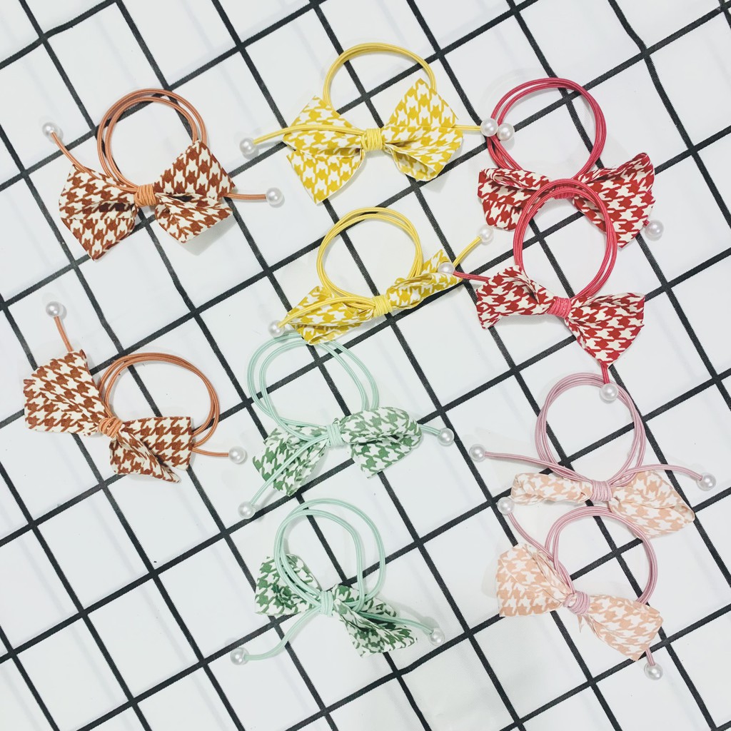 Dây cột tóc Chan.nel / kẹp tóc nơ vải dễ thương phong cách Hàn Quốc