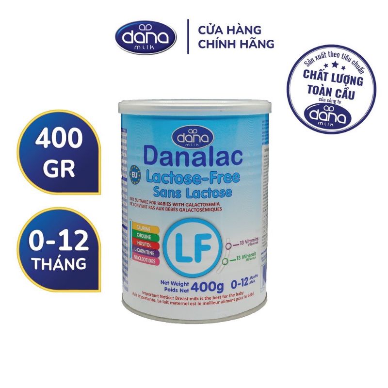 Sữa công thức Danalac cho trẻ dị ứng Lactose Free - Hộp 400gr