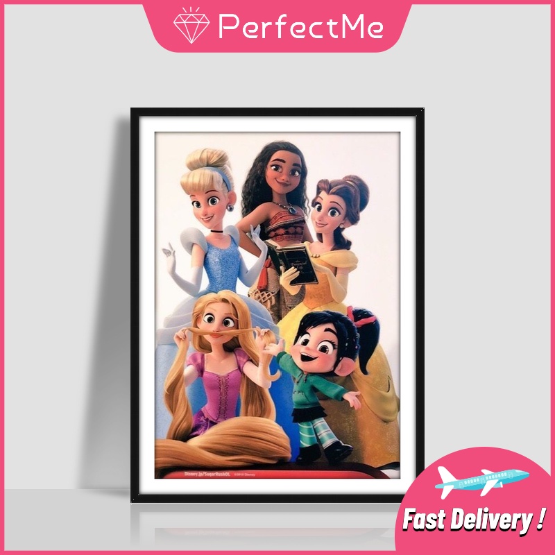 Bộ Tranh Đính Đá 5D Họa Tiết Công Chúa Disney Độc Đáo Kích Thước 30x40CM DIY Dùng Trang Trí