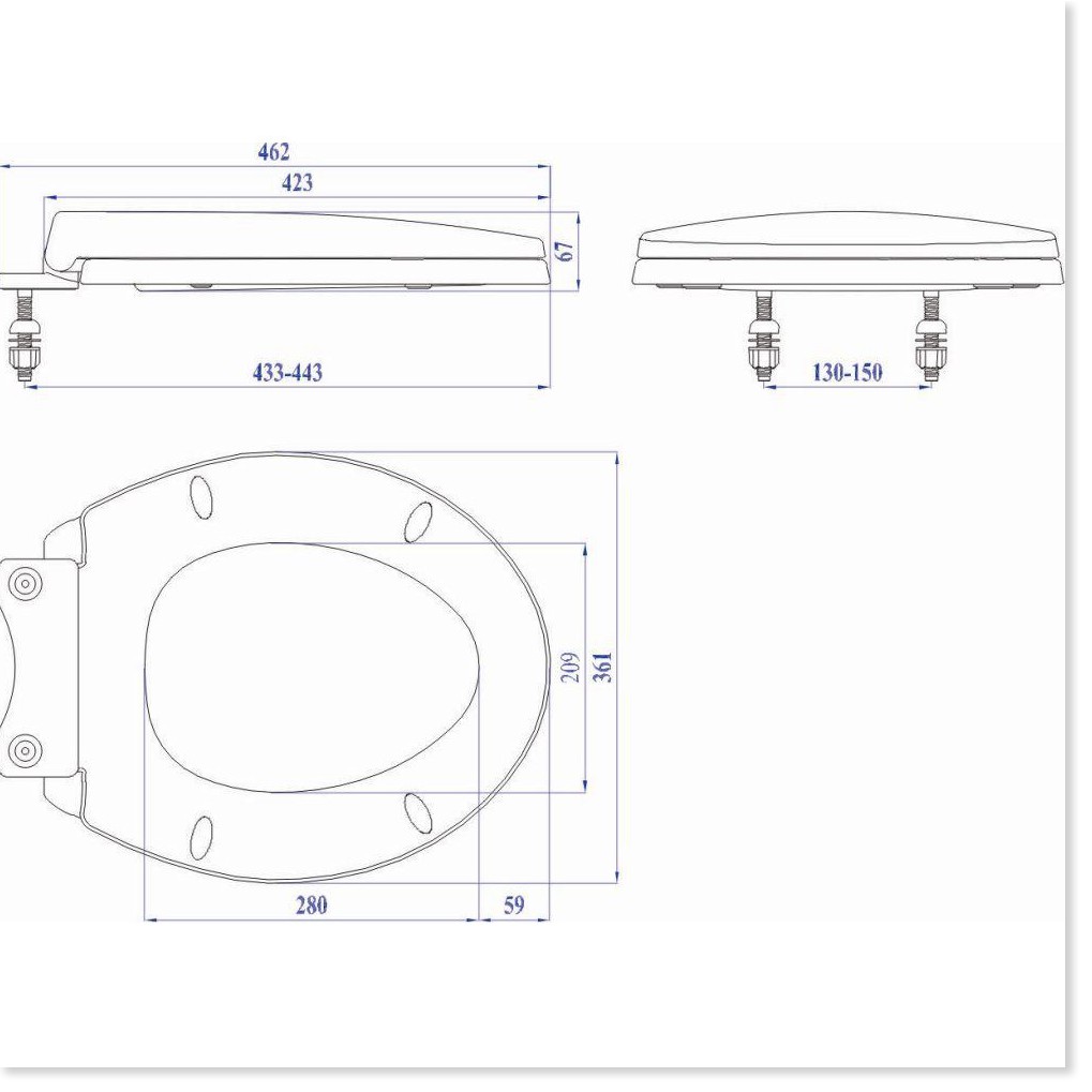 Nắp bồn cầu Inax C306, nắp nhựa thay thế vừa cho bồn cầu 2 nhấn của Inax