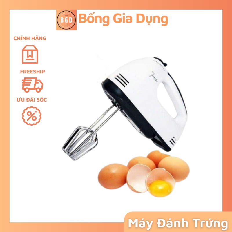 Máy Đánh Trứng - Máy Đánh Bột Cầm Tay 7 Tốc Độ Công Suất 180W Kèm 4 Đầu Khuấy INOX Cao Cấp