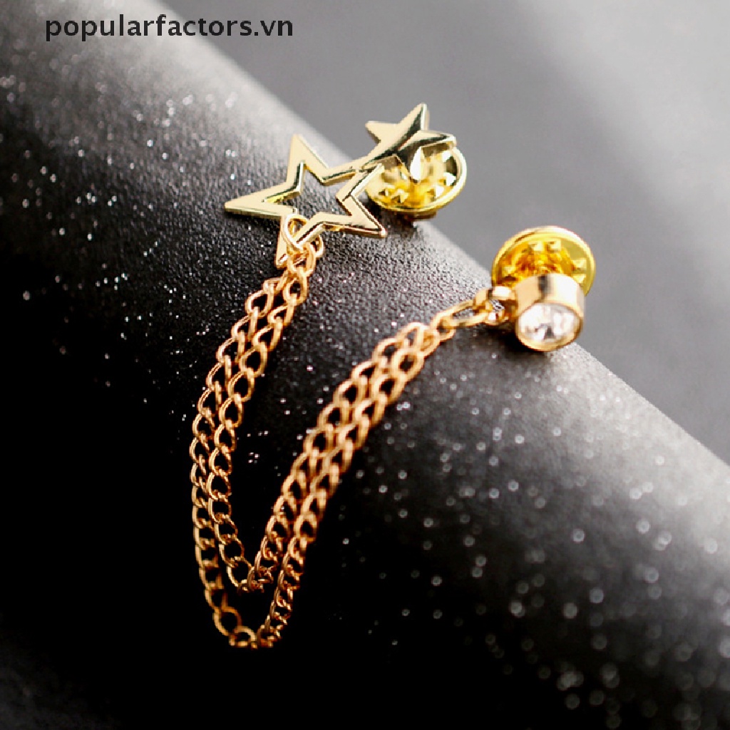 [Phổ Biến] Trâm Cài Áo Sơ Mi Phối Dây Xích Tua Rua Retro Pha Lê Dành Cho Nam Nữ [VN]