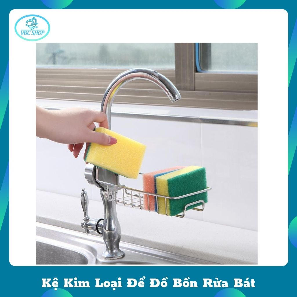 Kệ Kim Loại Gắn Với Vòi Nước Để Đồ Bồn Rửa Chén Tiện Lợi, Khay Đựng Đồ Bồn Rửa Chén Đa Năng Tiện Dụng