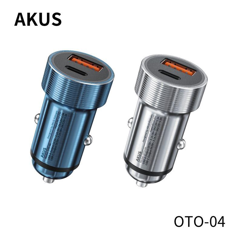 Tẩu sạc nhanh ô tô Akus OT4 Qc 3.0 sạc nhanh PD Cổng Usb Type C - Hàng chính hãng BH 12 tháng - Akus