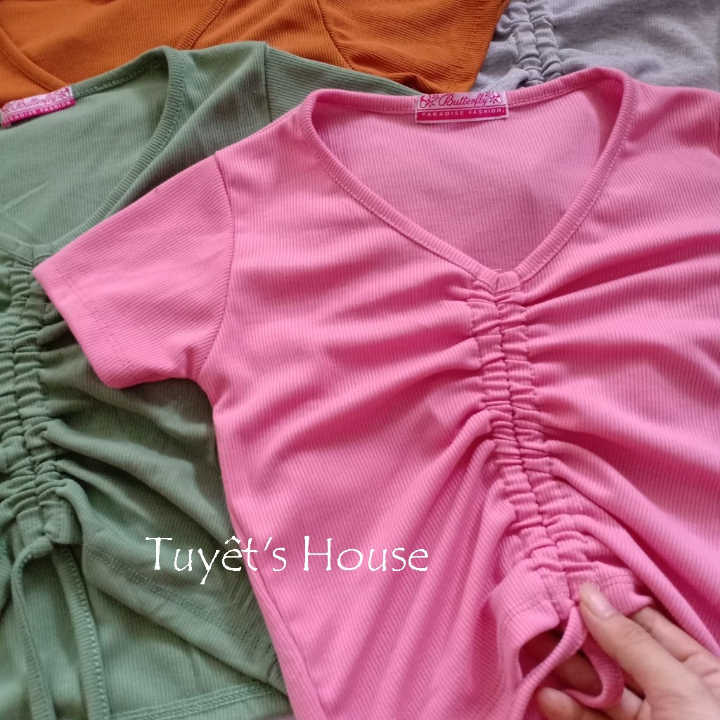 [Mã FAMAYWA giảm 10K đơn 50K] Áo croptop rút dây nhún ngực hot Tuyết's House B6-4-2 | BigBuy360 - bigbuy360.vn