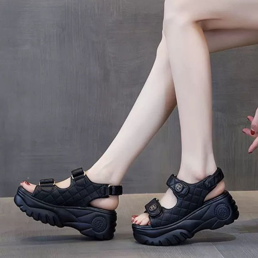 GIÀY SANDAL ĐẾ GỒ QUAI DÁN HÀNG XỊN FULLBOX,SANDAL ĐẾ CAO 7CM SIÊU XINH✨✨✨✨