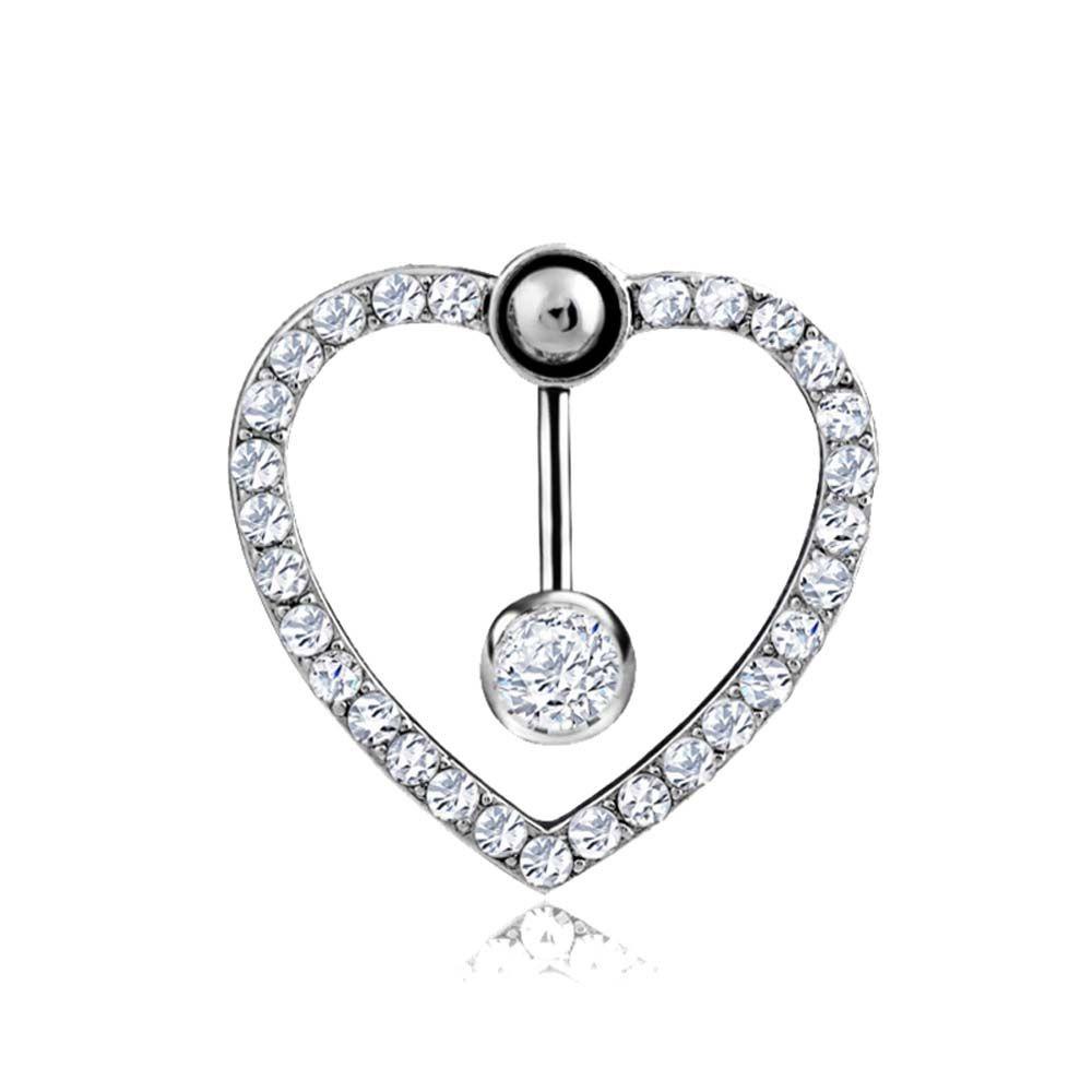 Khuyên Rốn Hình Trái Tim Đơn Giản 2 Lớp|Khuyên RốN ĐíNh Đá Xinh XắN