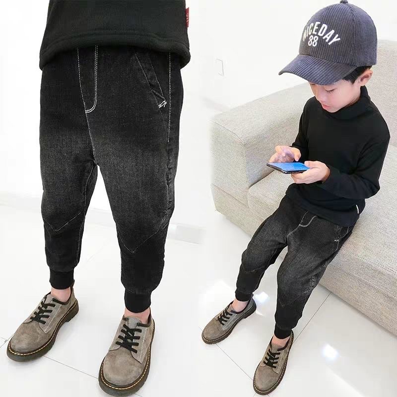 Quần bò Jogger Basic - Lót lông + co giãn cho bé