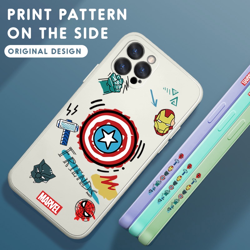 Ốp Điện Thoại Silicon Chống Sốc Họa Tiết Marvel Ironman Spiderman Vuông Cho Xiaomi Redmi Note 11/Note 11S