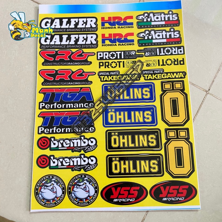 Logo Sticker giấy vàng dán trang trí xe máy