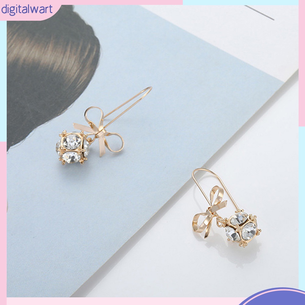 Đôi bông tai hình nơ phối đính đá kiểu dáng trẻ trung cho nữ