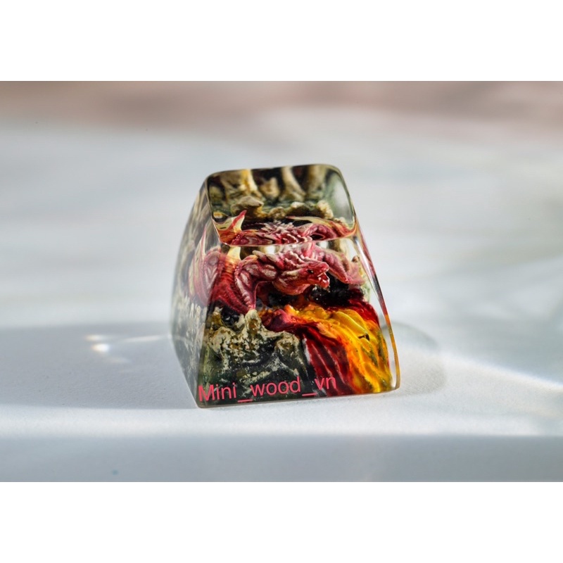 Nút bàn phím cơ Rồng Đỏ.Keycap resin Dragon Red.Keycap Artisan