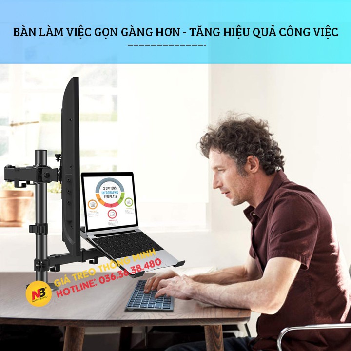Giá Treo Màn Hình Kèm Giá Đỡ Laptop M074 - ErgoTek EZ4  / Tay Treo Màn Hình 17 - 32 Inch Và Laptop 10 - 17 Inch