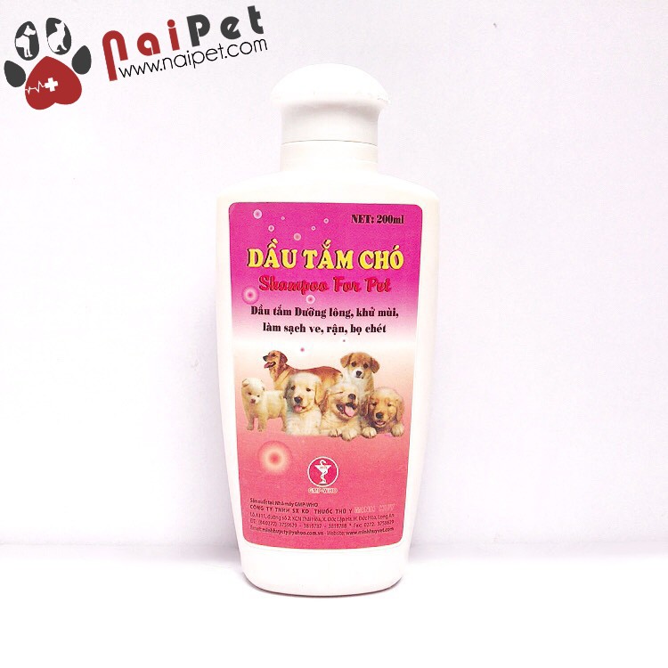 Sữa Tắm Dầu Tắm Chó Dưỡng Lông Khử Mùi Sạch Ve Bọ Chét Shampoo For Pet MH Chai 200ml