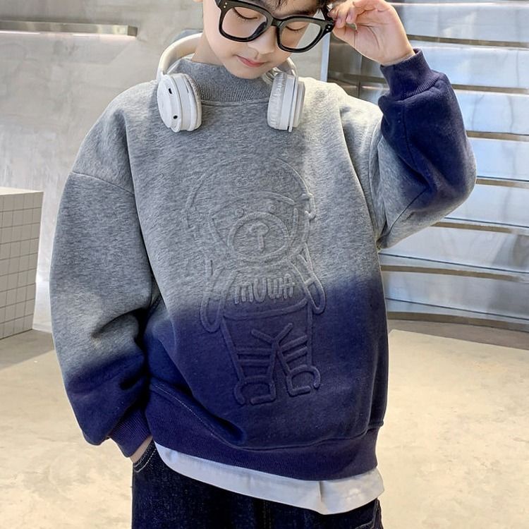 Áo sweater lót lông cừu thời trang thu đông phong cách phương Tây mới dành cho bé trai 2021
