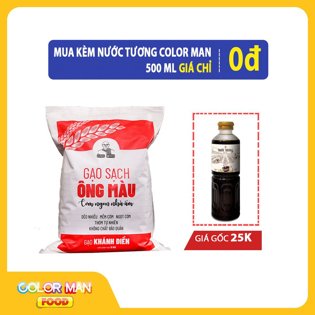 [MUA KÈM Nước Tương Color Man 0 đồng] Gạo Sạch Khánh Điền 5KG