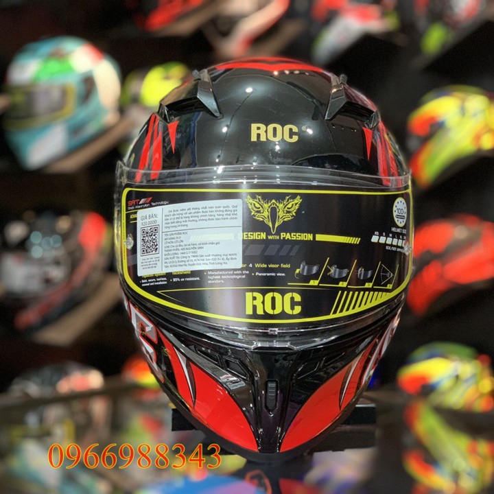 Giá Tận Kho - Mũ bảo hiểm Fullface chính hãng Roc R01 tem 46 đỏ