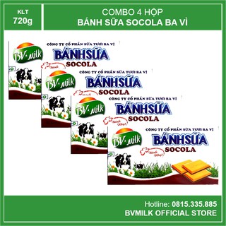 Combo 4 hộp bánh sữa socola ba vì 180g - bvmilk