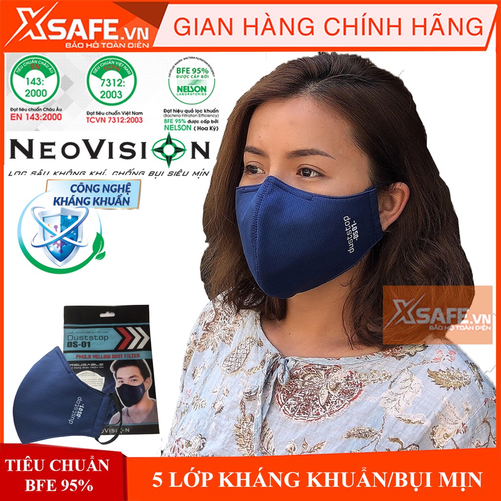 Khẩu trang Neomask Duststop màng lọc 6 lớp kháng khuẩn chống bụi mịn (giặt được) Tiêu chuẩn Nelson Hoa Kỳ