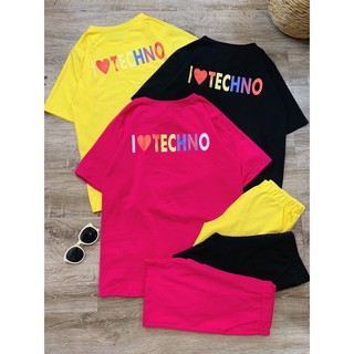 Set quần ngố + Áo thun form rộng Techno