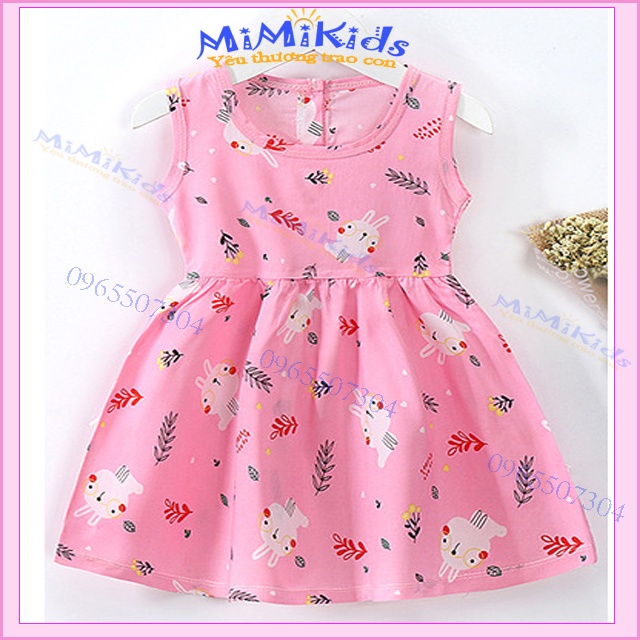 Váy bé gái/ Đầm bé gái sát nách 1-5 tuổi, chất lanh lụa  thoáng mát