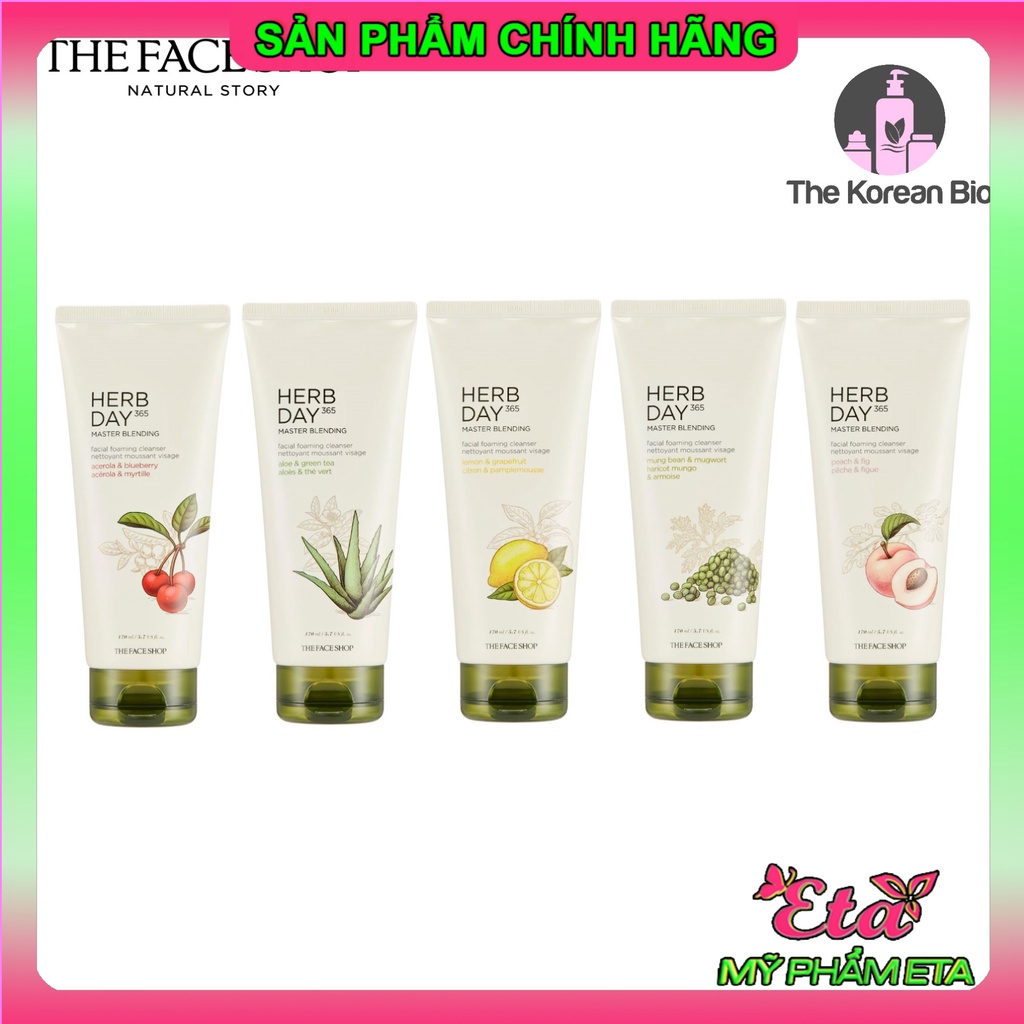 Sữa rửa mặt The Face Shop Herb Day 365 Cleansing Foam TFS cho làn da sáng và mịn màng 170ml