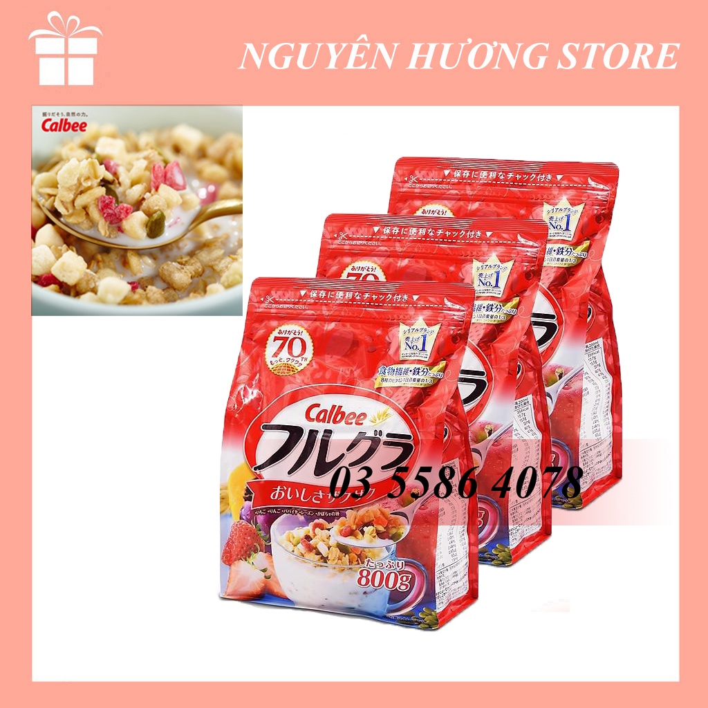 Ngũ cốc Calbee 750g - Date mới Ngũ cốc Nhật Bản Calbee | Màu đỏ
