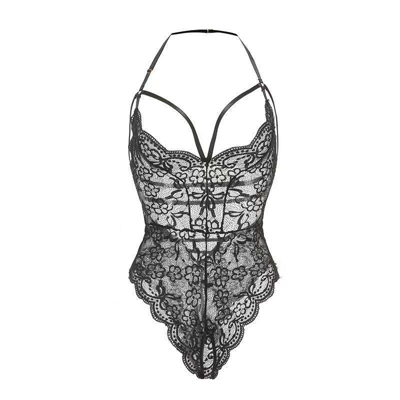 （Q1,HCM) Váy ngủ sexyBodysuit 2 dây cổ v sâu xẻ đáy có dây buộc cổ hở lưng gợi cảm--40-60kg--016