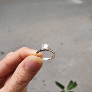 Nhẫn bạc ta cao cấp ổ đá 6 chấu, nhẫn bạc ổ đá cao