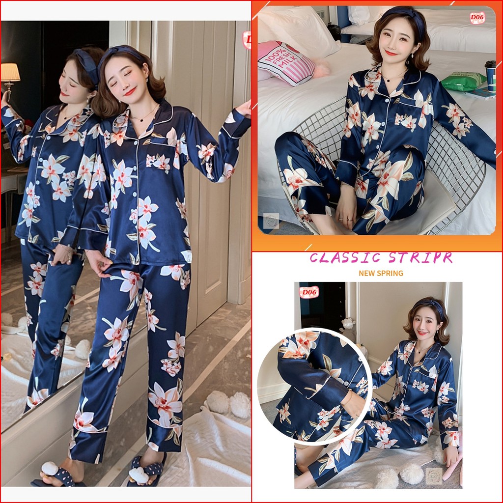 Pijama Lụa Dài Tay Cao Cấp D2