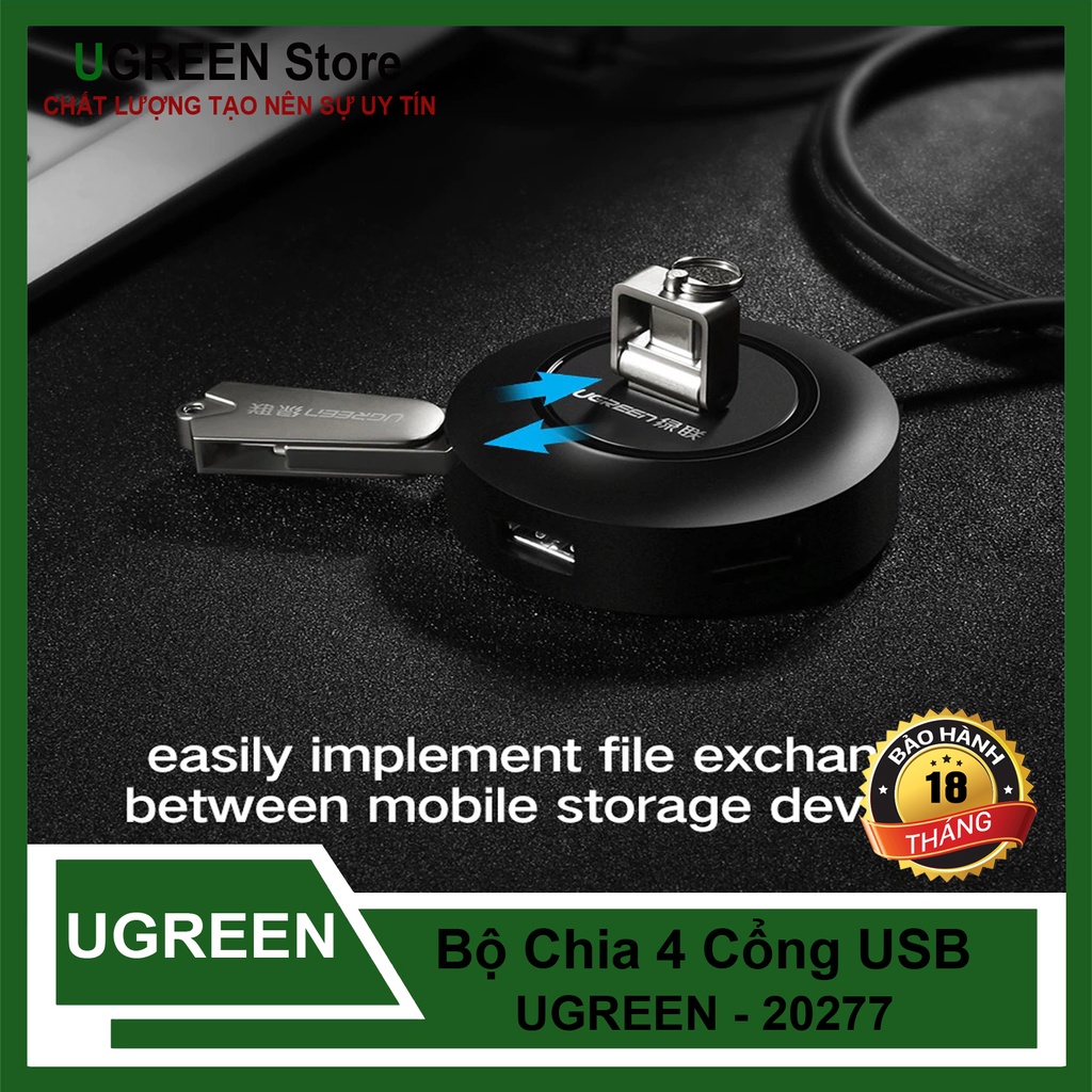 Hub Chia 4 Cổng USB 2.0 Cao Cấp UGREEN 20277 Chính Hãng