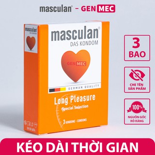Bao Cao Su Kéo Dài Thời Gian Masculan Long Plesuare - Nhiều Gel Bôi Trơn Siêu Khoái Cảm - BCS Masculan hộp 03 bao