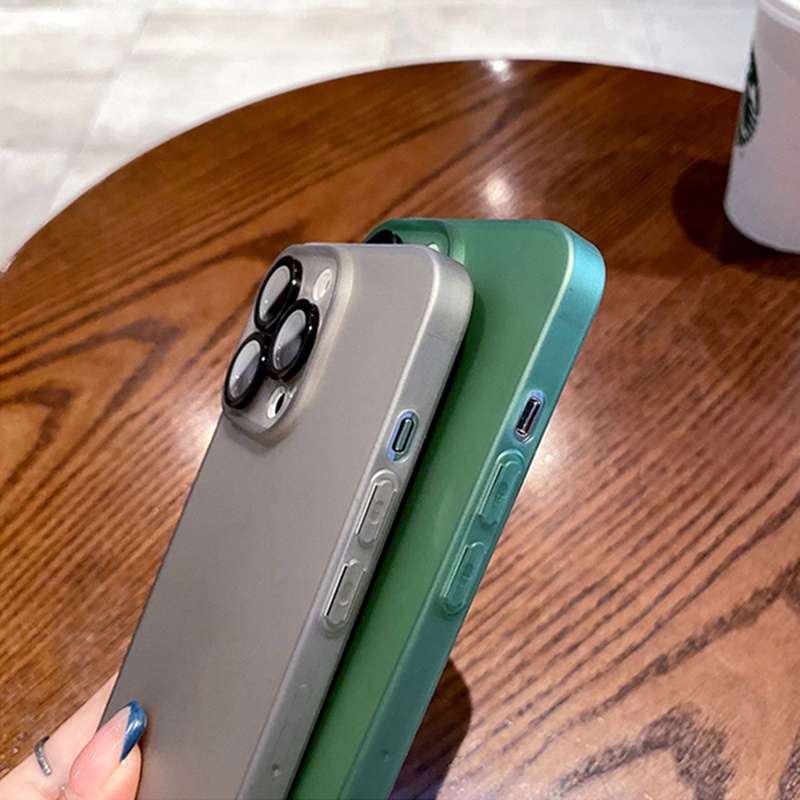 Ốp Điện Thoại Mềm Nhám Siêu Mỏng Chống Sốc Có Miếng Bảo Vệ Ống Kính Cho iPhone 11 12 13 Pro Max