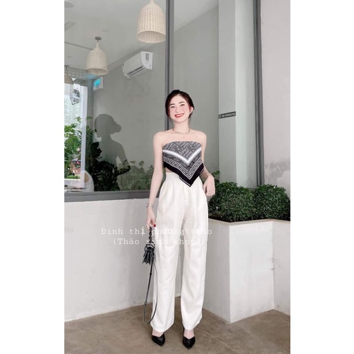 Quần ống suông culottes khóa trước vải tuyết mưa nhiều màu TRẮNG ĐEN BE TÍM