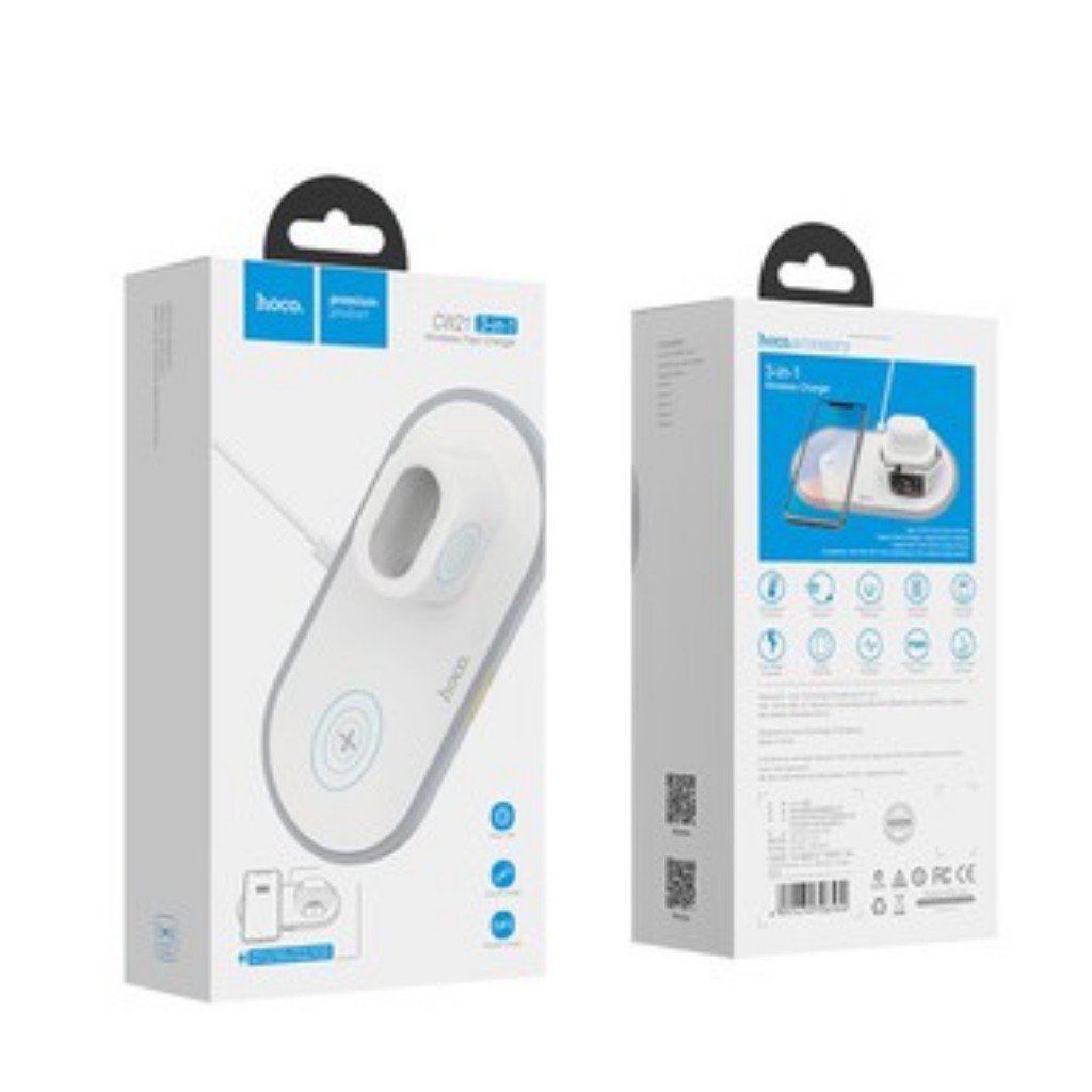 Đế Sạc Nhanh 3 In 1 HOCO CW21 Chính Hãng Sạc Không Dây IPhone/ Apple Watch/ Airpod