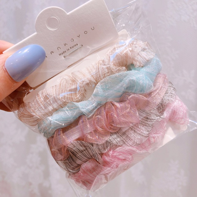 Scrunchie xinh xắn nhiều màu, buộc tóc vải nhiều màu xinh xắn. Nơ buộc tóc bằng vải đáng yêu