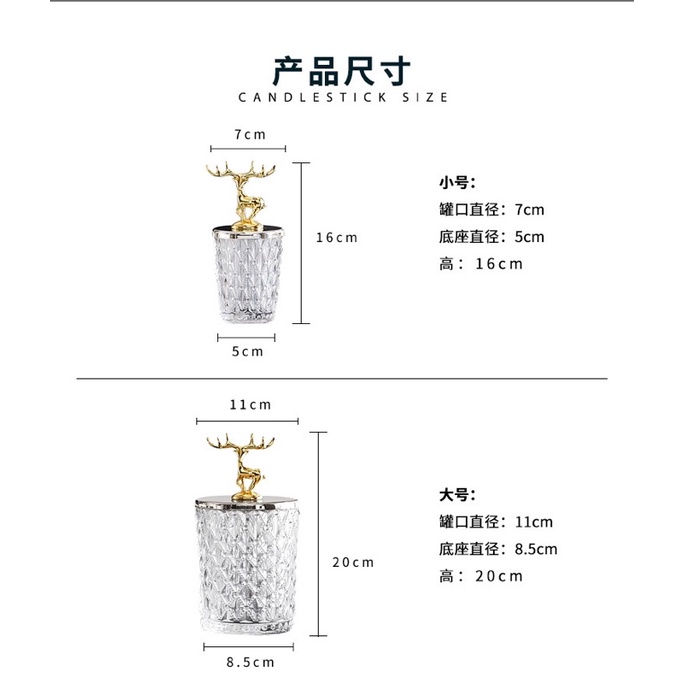 Hũ Thuỷ Tinh Pha Lê Để Đồ Hình Đầu Hươu Mạ Vàng Sang Trọng