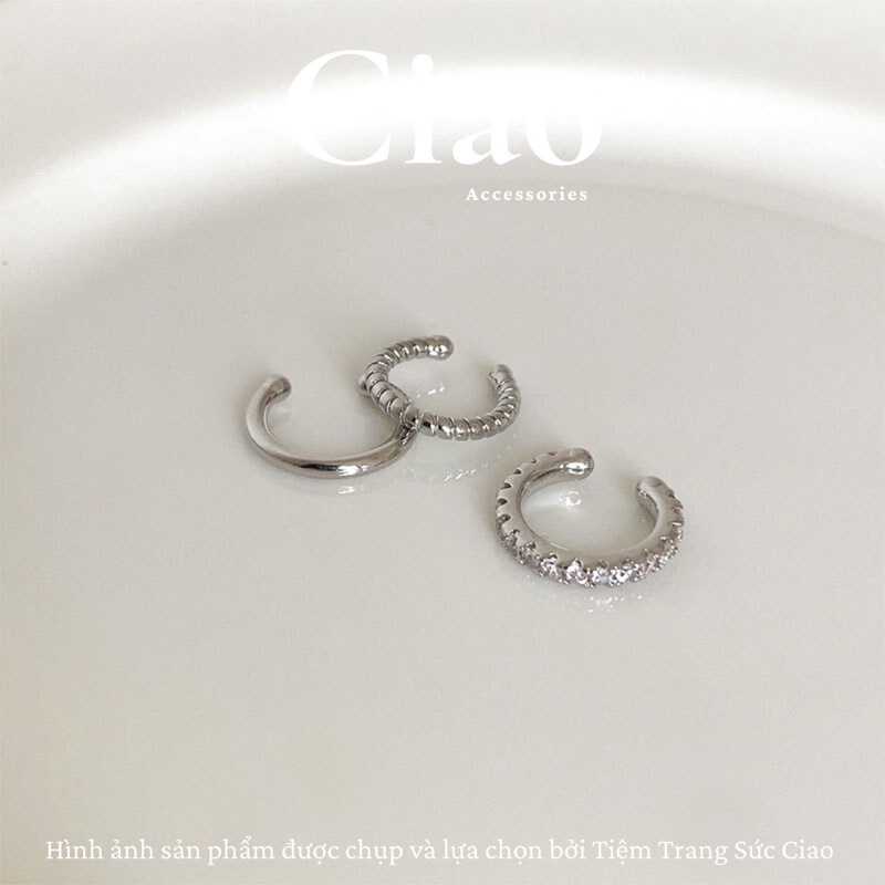 [BEST SELLER] Set 3 khuyên kẹp vành/ kẹp vành tai mạ bạc trendy mã 13 Ciao accessories