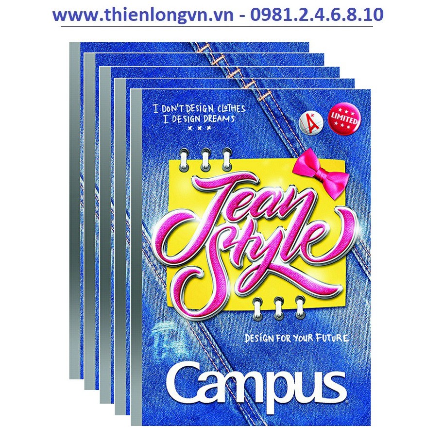 Lốc 5 quyển vở kẻ ngang 120 trang B5 Jean Style Campus NB-BJEA120