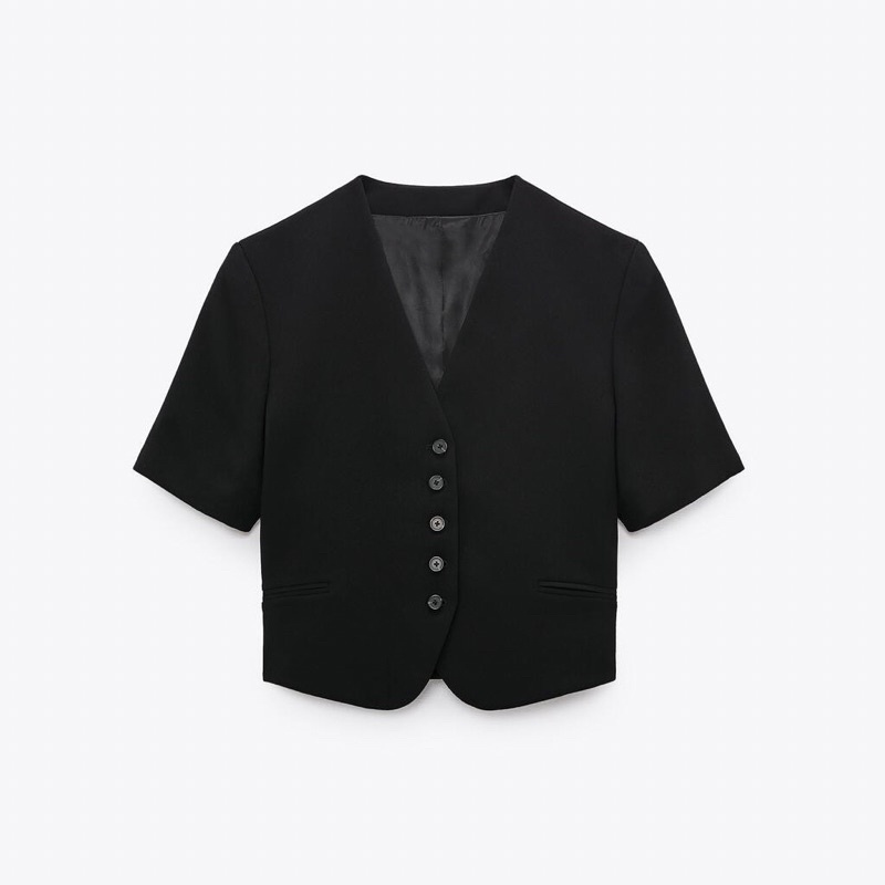 Áo blazer cộc tay đen