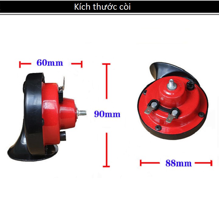 Bộ còi đôi Type R 12V-72W cho Môt, Oto