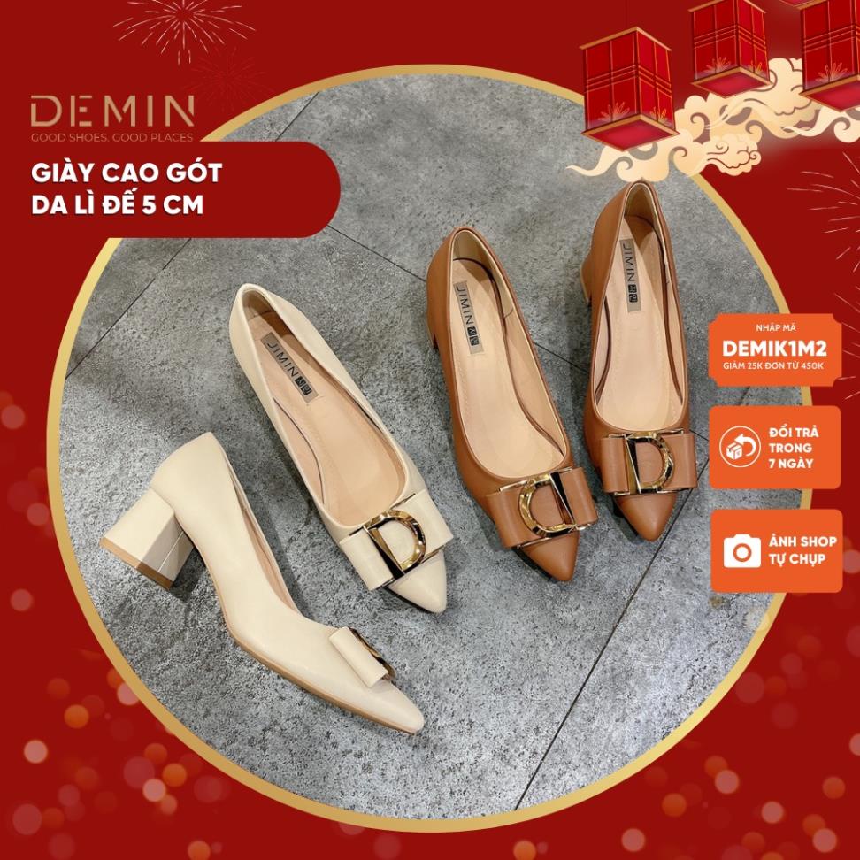 . Giày cao gót DEMIN cao gót mũi nhọn êm chân đế 5cm - DCG145 ;'