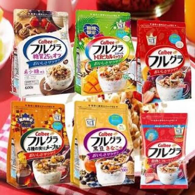 Ngũ Cốc Calbee Nhật 800g màu vàng + Đỏ + Trắng + Nâu Date 07/2023