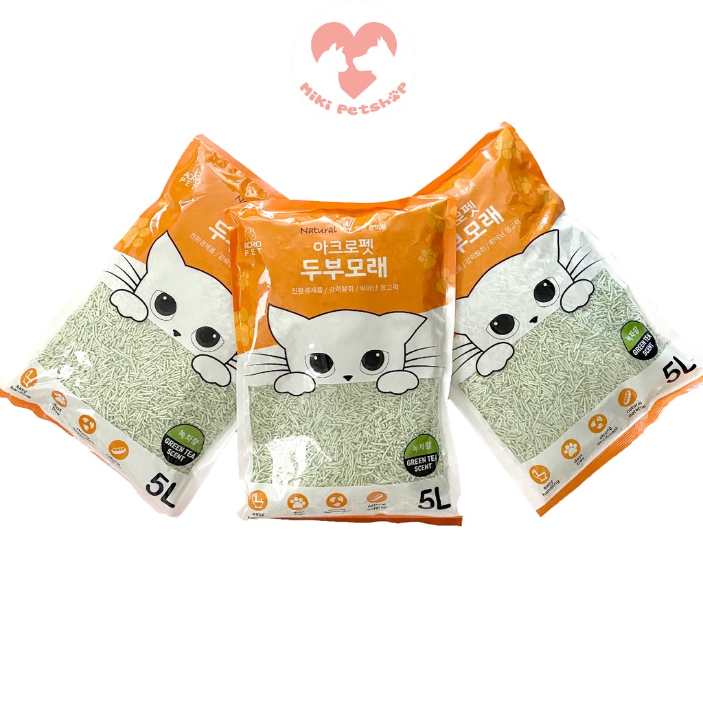 Cát Vệ Sinh Mèo Cát Đậu Nành Acropet Túi 5 Lít - Miki Petshop