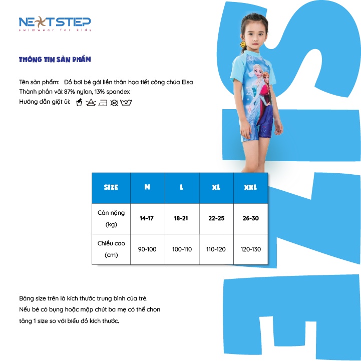Đồ bơi bé Gái Liền Thân tay Ngắn họa tiết hoạt hình đáng yêu