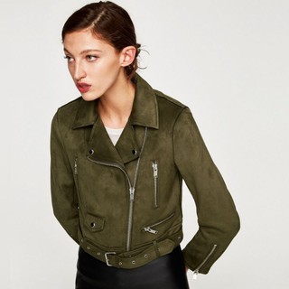 Áo khoác jacket da lộn phối khoá Zar* xuất xịn