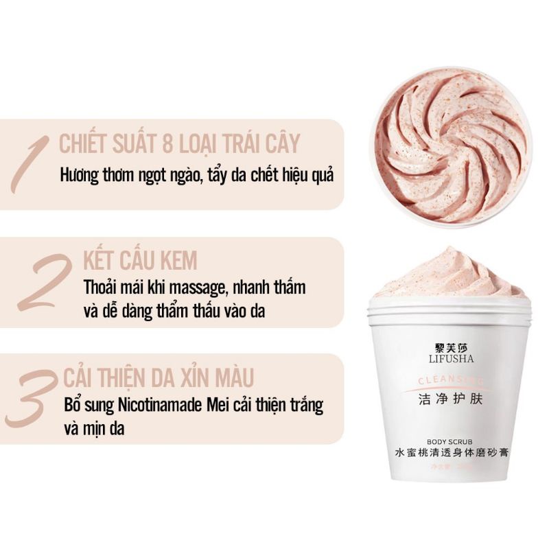 Tẩy da chết đào cho mặt và body Honey Peach Fenfi