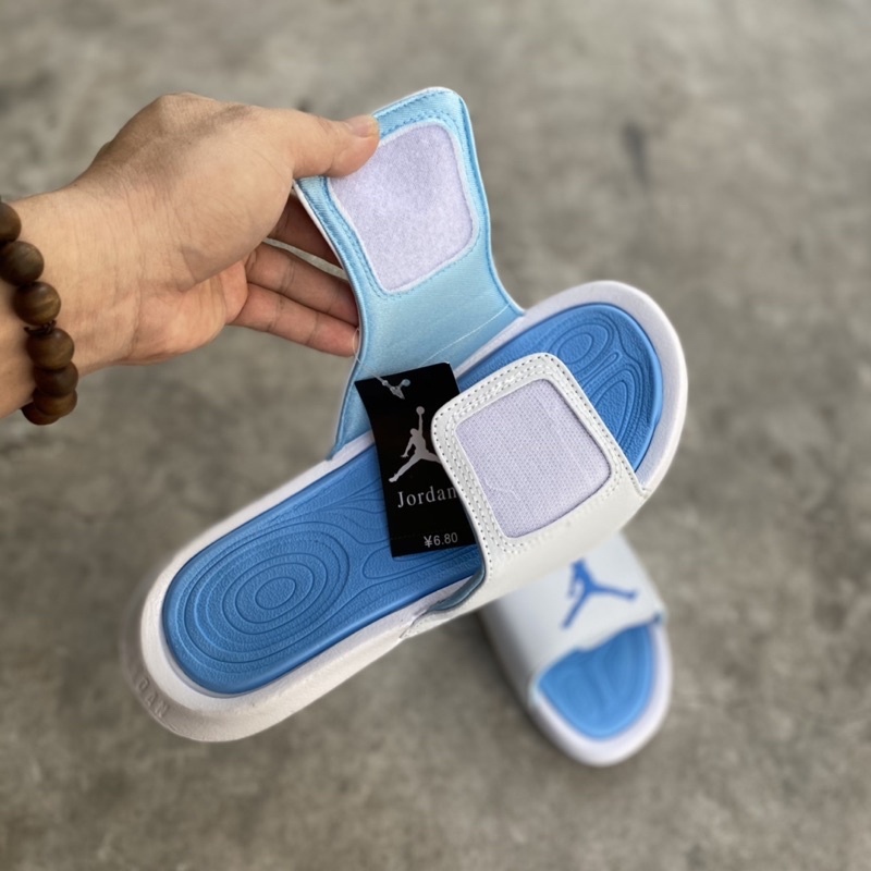 Dép jordan 1 trắng phối xanh nam nữ (hình thật)